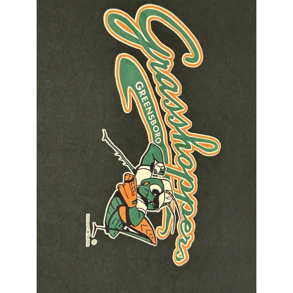 Greensboro Grasshoppers MiLB Baseball T-Shirt MV Sport Green Men's Large 2016